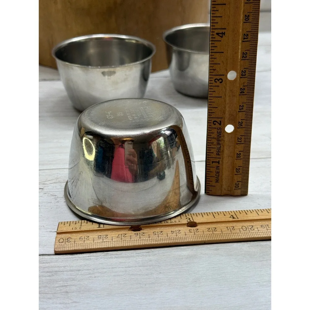 Vintage Polar Stainless Steel 6G Ramekins Mercy Hospital Surgery Engraved